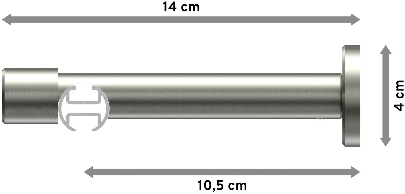 Innenlauf Gardinenstange Edelstahl-Optik 20 mm Ø PRESTIGE - Estana 100 cm