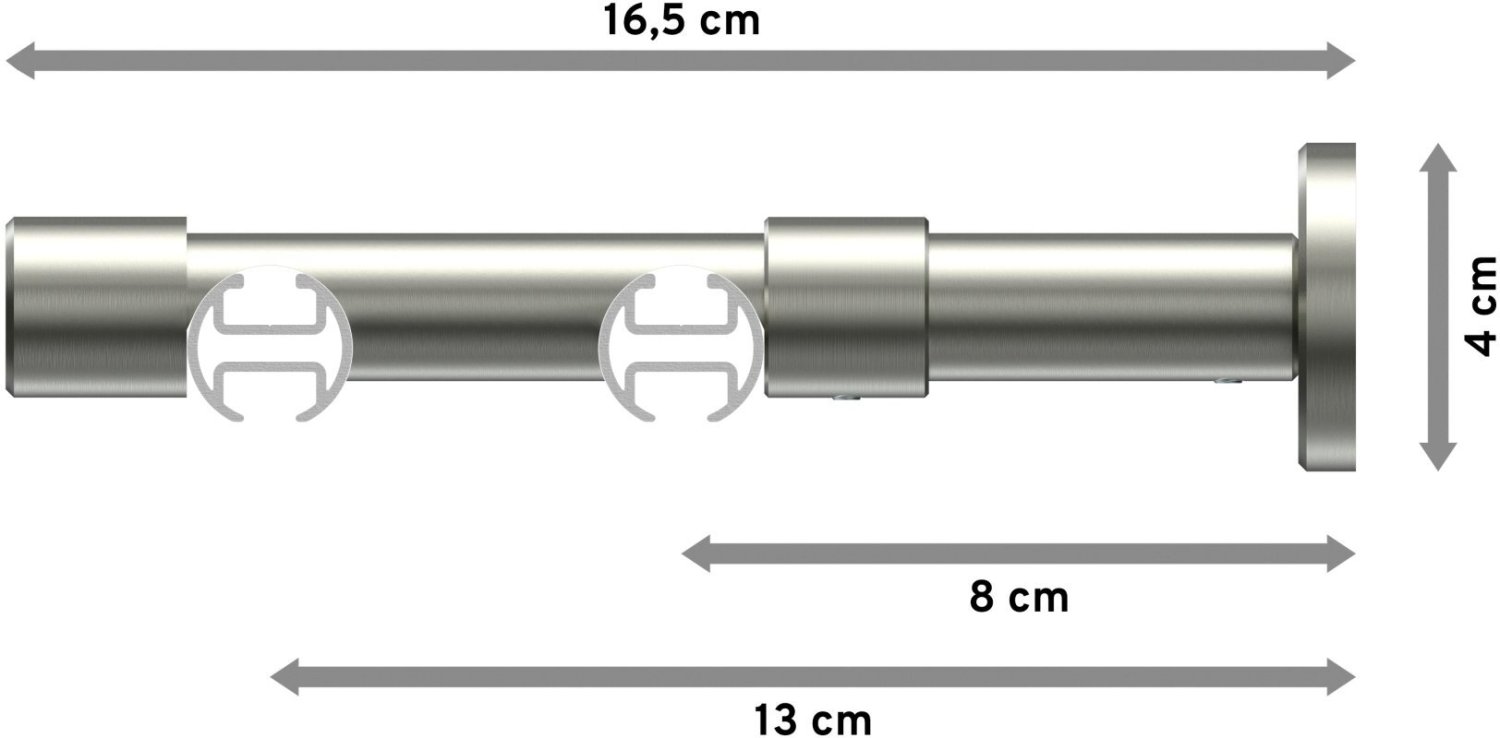 Innenlauf Gardinenstange Edelstahl-Optik 20 mm Ø 2-läufig PRESTIGE - Verano  100 cm