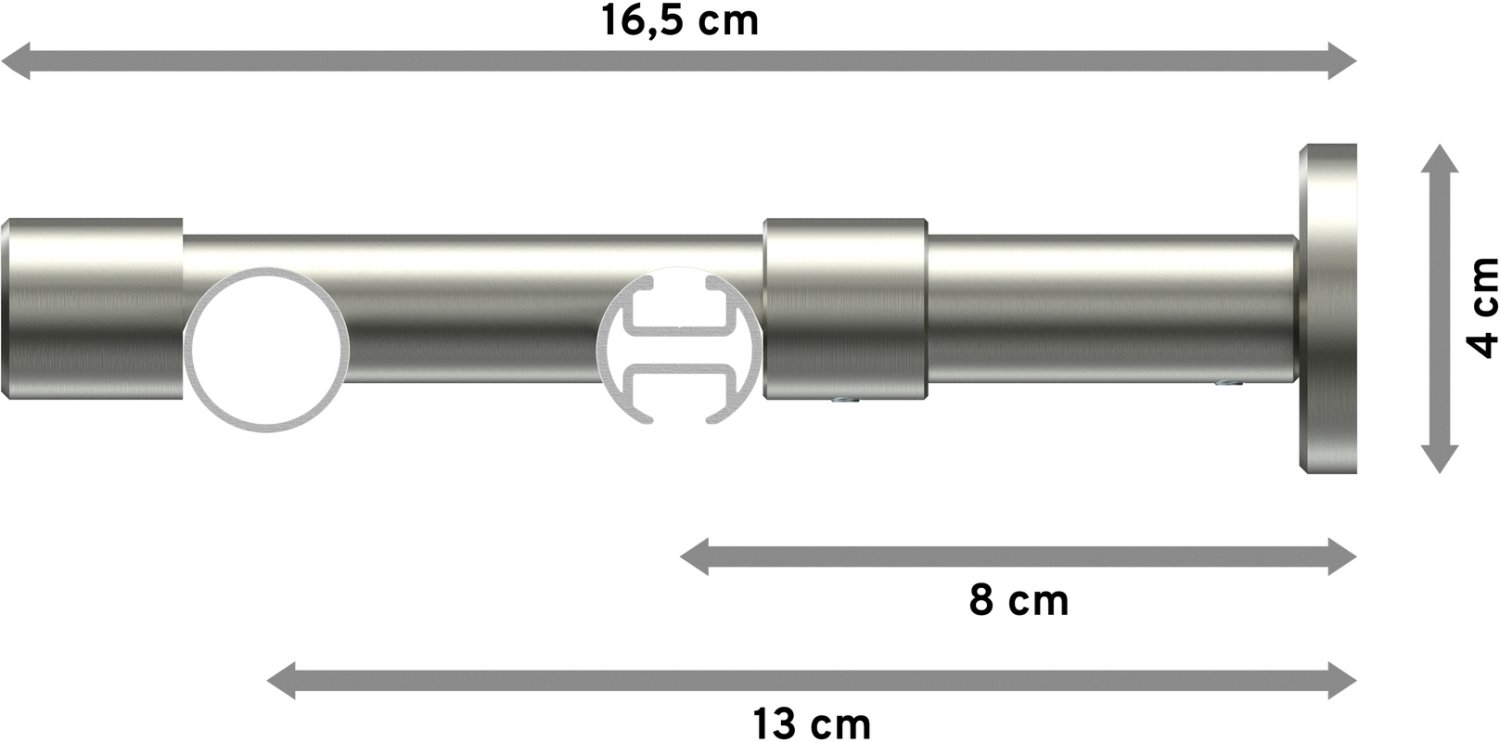 PRESTIGE Samanto mm Rundrohr-Innenlauf 2-läufig Edelstahl-Optik Gardinenstange Ø 100 cm - 20