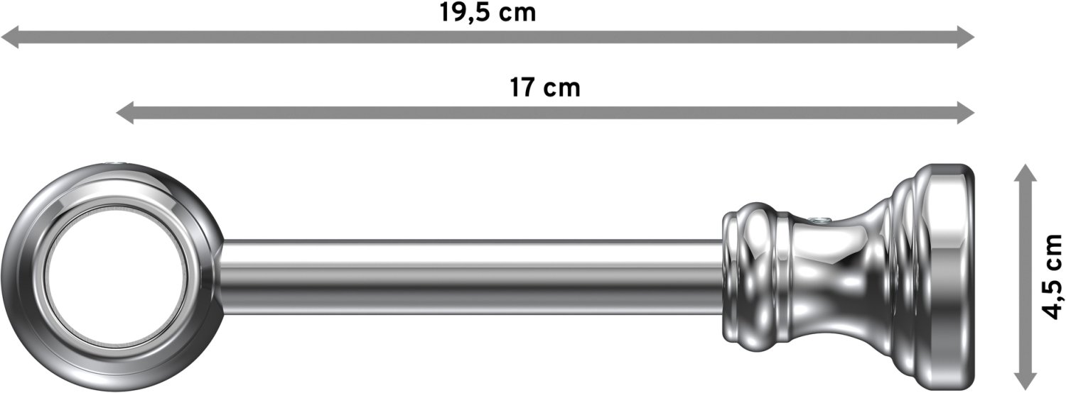 Chrom Metall Gardinenstange Rondo CLASSIC - cm Ø 100 mm / 28 Kunststoff