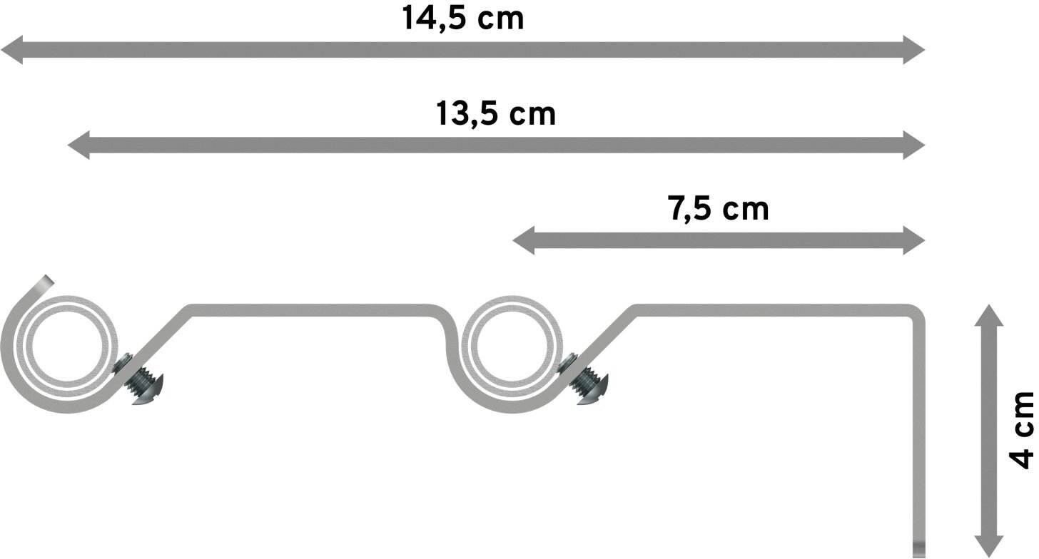 16/13 Kunststoff Silbergrau 70-120 mm - Metall Gardinenstange cm Ausziehbare / Cone HERA 2-läufig Ø