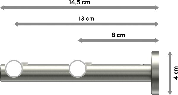 Gardinenstange Edelstahl-Optik 16 mm Ø 2-läufig MEDIUM - Casa