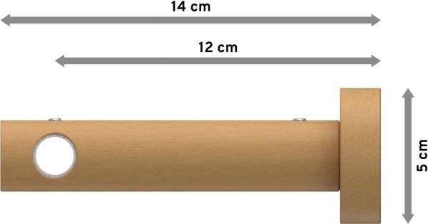 Gardinenstange Metall / Holz 16 mm Ø ADRIAN - Pin Edelstahl-Optik / Buche lackiert