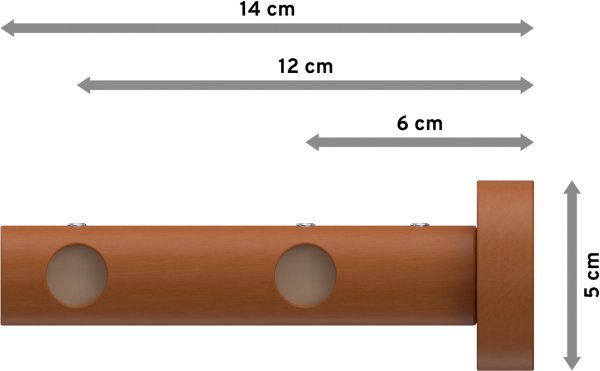 Gardinenstange Holz 16 mm Ø 2-läufig ADRIAN - Pin Kirschbaum lackiert