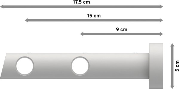 Gardinenstange Metall / Holz 20 mm Ø 2-läufig TALENA - Siveo Chrom / Weiß lackiert