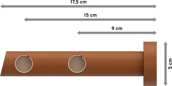 Gardinenstange Holz 20 mm Ø 2-läufig TALENA - Feta Kirschbaum lackiert