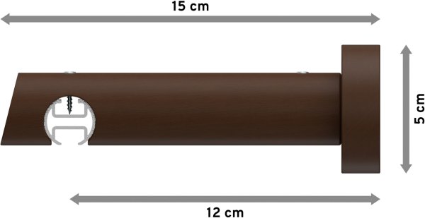 Innenlauf Gardinenstange Aluminium / Holz 20 mm Ø TALENT - Feta Schwarz / Nussbaum lackiert