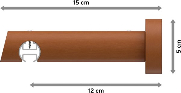 Innenlauf Gardinenstange Aluminium / Holz 20 mm Ø TALENT - Etta Edelstahl-Optik / Kirschbaum lackiert