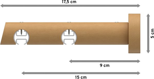 Innenlauf Gardinenstange Aluminium / Holz 20 mm Ø 2-läufig TALENT - Bero Chrom / Buche lackiert