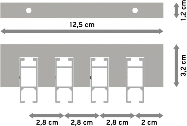 Innenlauf Gardinenstange Deckenmontage Aluminium / Metall eckig 14x35 mm 4-läufig SMARTLINE - Paxo Weiß