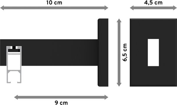 Innenlauf Gardinenstange Aluminium / Metall eckig 14x35 mm SMARTLINE - Paxo Schwarz