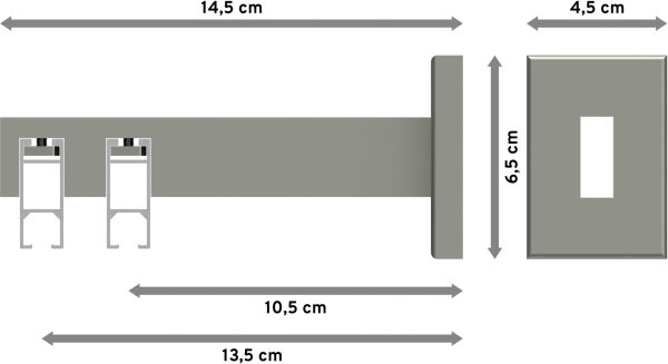 Innenlauf Gardinenstange Edelstahl-Optik eckig 14x35 mm 2-läufig SMARTLINE - Conex (WA lang)