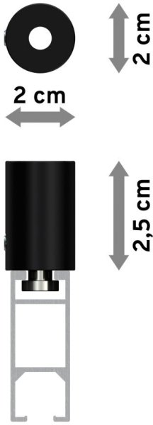 Innenlauf Gardinenstange Deckenmontage Aluminium / Metall eckig 14x35 mm SONIUS - Paxo Edelstahl-Optik / Schwarz