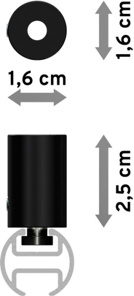 Innenlauf Gardinenstange Aluminium / Metall 20 mm Ø SONIUS - Santo Schwarz