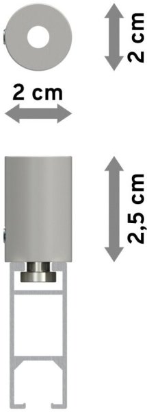 Innenlauf Gardinenstange Deckenmontage Aluminium / Metall eckig 14x35 mm SONIUS - Paxo Edelstahl-Optik / Weiß