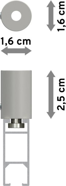 Innenlauf Gardinenstange Deckenmontage Aluminium / Metall eckig 14x35 mm SONIUS - Paxo Weiß