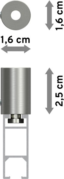 Innenlauf Gardinenstange Deckenmontage Edelstahl-Optik eckig 14x35 mm SONIUS - Paxo