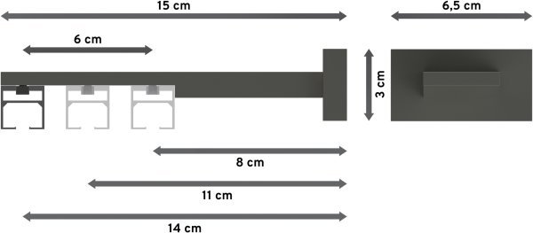 Innenlauf Gardinenstange Aluminium / Metall eckig 20x20 mm QUADLINE (Multi) - Sono Satin-Silber