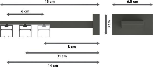 Innenlauf Gardinenstange Aluminium / Metall eckig 20x20 mm 2-läufig QUADLINE (Multi) - Sono Satin-Silber