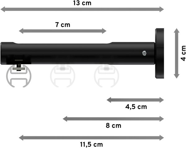 Innenlauf Gardinenstange Aluminium / Metall 20 mm Ø SITENO - Santo Schwarz