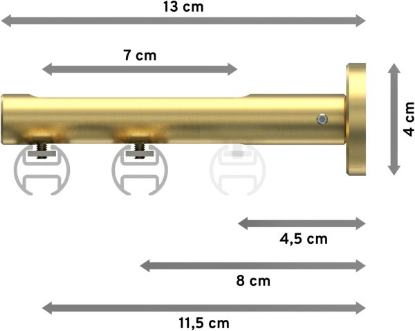 Innenlauf Gardinenstange Edelstahl-Optik / Messing-Optik 20 mm Ø 2-läufig SITENO - Sitra