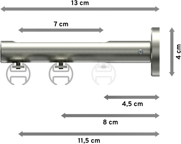 Innenlauf Gardinenstange Edelstahl-Optik 20 mm Ø 2-läufig SITENO - Estana
