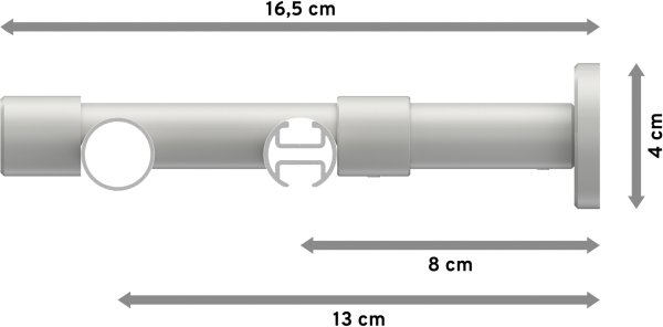 Rundrohr-Innenlauf Gardinenstange Aluminium / Metall 20 mm Ø 2-läufig PRESTIGE - Luino Weiß