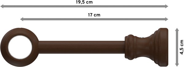 Gardinenstange Metall / Holz 28 mm Ø CLASSIC - Rondo Weiß / Nussbaum lackiert