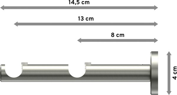 Träger Medium Edelstahl 2-läufig 8 und 13 cm für Gardinenstangen 16 mm Ø