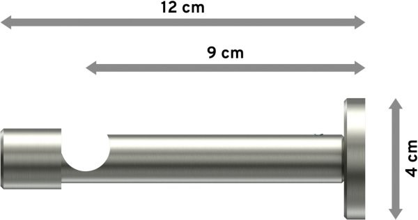 Träger Sinux Edelstahl-Optik 1-läufig 8 cm für Gardinenstangen 16 mm Ø