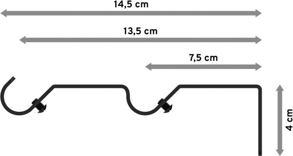 Träger Hera Schwarz 2-läufig 7,5 und 13,5 cm für Gardinenstangen 16 mm Ø