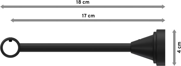 Träger Primus Schwarz 1-läufig 17 cm für Gardinenstangen 16 mm Ø