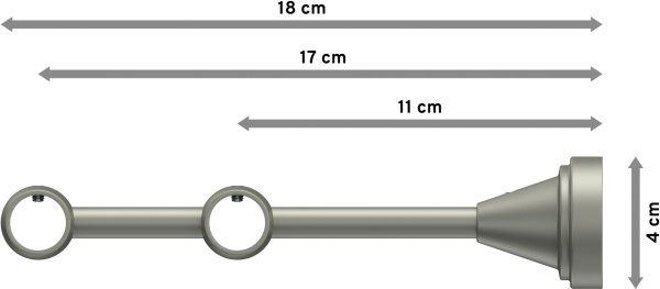 Träger Primus Chrom matt 2-läufig 11 und 17 cm für Gardinenstangen 16 mm Ø