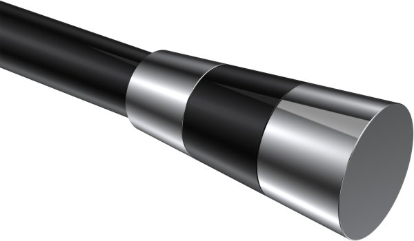 Endstücke Tanara (Konus) Chrom / Schwarz für Gardinenstangen 20 mm Ø (2 Stück)