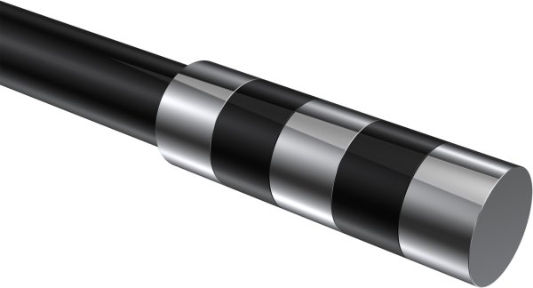 Endstücke Mavell (Zylinder) Chrom / Schwarz für Gardinenstangen 20 mm Ø (2 Stück)