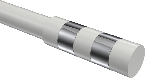 Endstücke Mavell (Zylinder) Weiß / Chrom für Gardinenstangen 20 mm Ø (2 Stück)