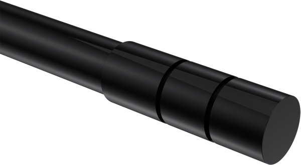 Endstücke Elanto (Rillenzylinder) Schwarz für Gardinenstangen 20 mm Ø (2 Stück)