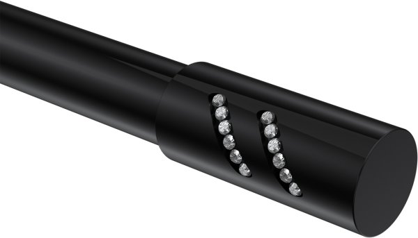 Endstücke Zoena (Zylinder Glitzer) Schwarz für Gardinenstangen 20 mm Ø (2 Stück)