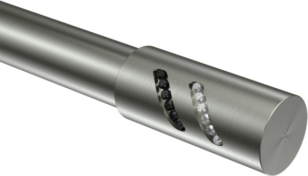 Endstücke Zoena (Zylinder Glitzer) Edelstahl-Optik für Gardinenstangen 20 mm Ø (2 Stück)