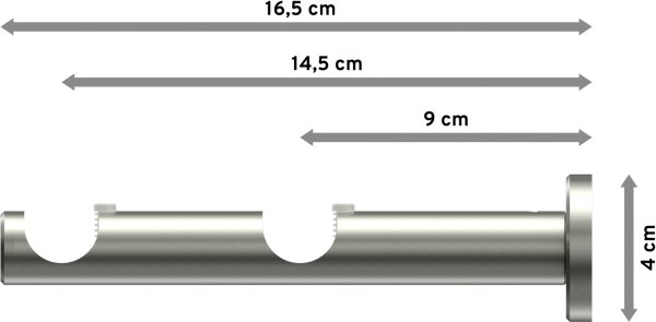 Träger Trend Edelstahl 2-läufig 8 und 14,5 cm für Gardinenstangen 20 mm Ø