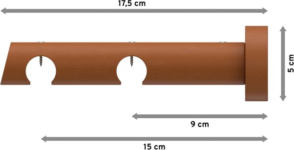 Träger Talent Kirschbaum lackiert 2-läufig 9 und 15 cm für Innenlaufstangen 20 mm Ø