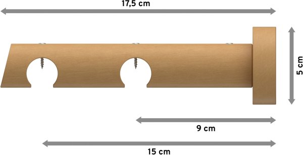 Träger Talent Buche lackiert 2-läufig 9 und 15 cm für Innenlaufstangen 20 mm Ø