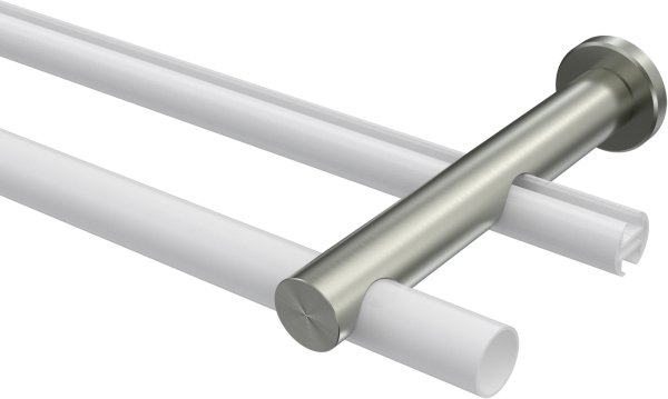 Träger Platon Edelstahl-Optik 2-läufig 7,5 und 14,5 cm für Gardinenstangen 20 mm Ø