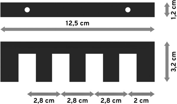 Deckenträger Smartline Schwarz 4-läufig 1 cm für Innenlaufstangen 14x35 mm