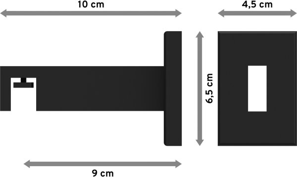 Träger Smartline Schwarz 1-läufig 9 cm für Innenlaufstangen 14x35 mm