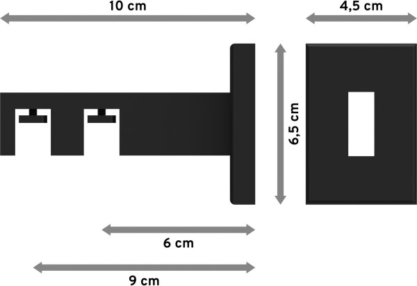 Träger Smartline Schwarz 2-läufig 6 und 9 cm für Innenlaufstangen 14x35 mm