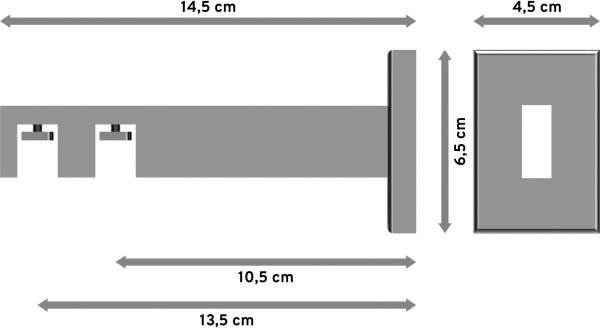 Träger Smartline Chrom 2-läufig 10,5 und 13,5 cm für Innenlaufstangen 14x35 mm