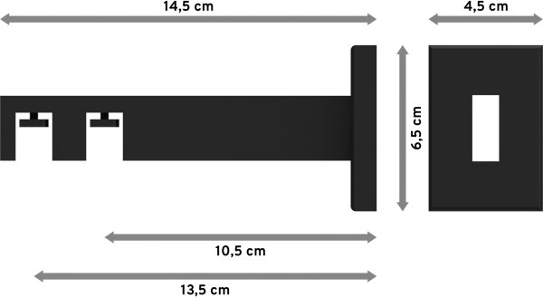 Träger Smartline Schwarz 2-läufig 10,5 und 13,5 cm für Innenlaufstangen 14x35 mm