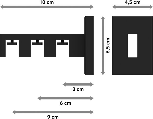 Träger Smartline Schwarz 3-läufig 3, 6 und 9 cm für Innenlaufstangen 14x35 mm
