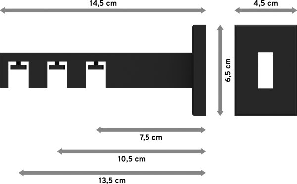 Träger Smartline Schwarz 3-läufig 7,5, 10,5 und 13,5 cm für Innenlaufstangen 14x35 mm